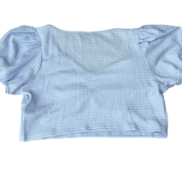 SHEIN Curve Light Blue Puff Sleeve Crop Top 2XL - Picture 2 of 3